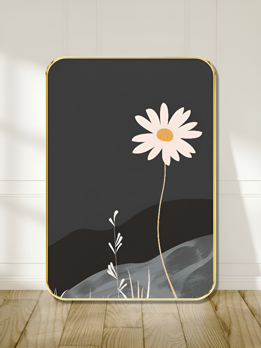 Myntra Elegant Homes Black & White 1 Piece Wooden Daisy Wall Art