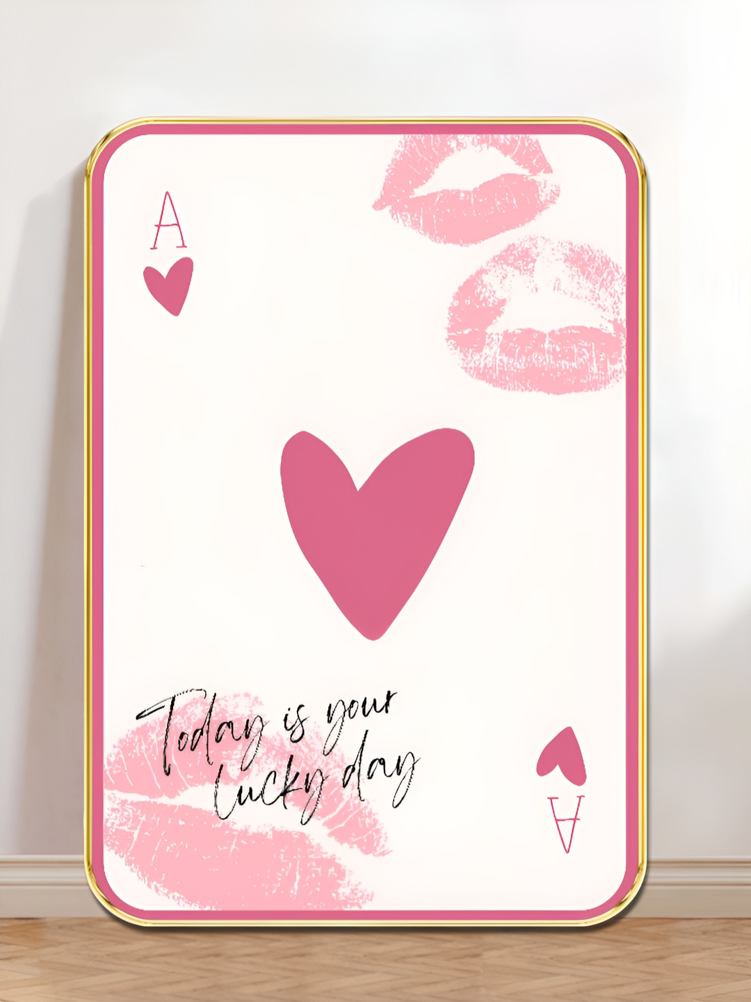 Myntra Elegant Homes White & Pink Today Is Your Lucky Day Wooden Wall Art