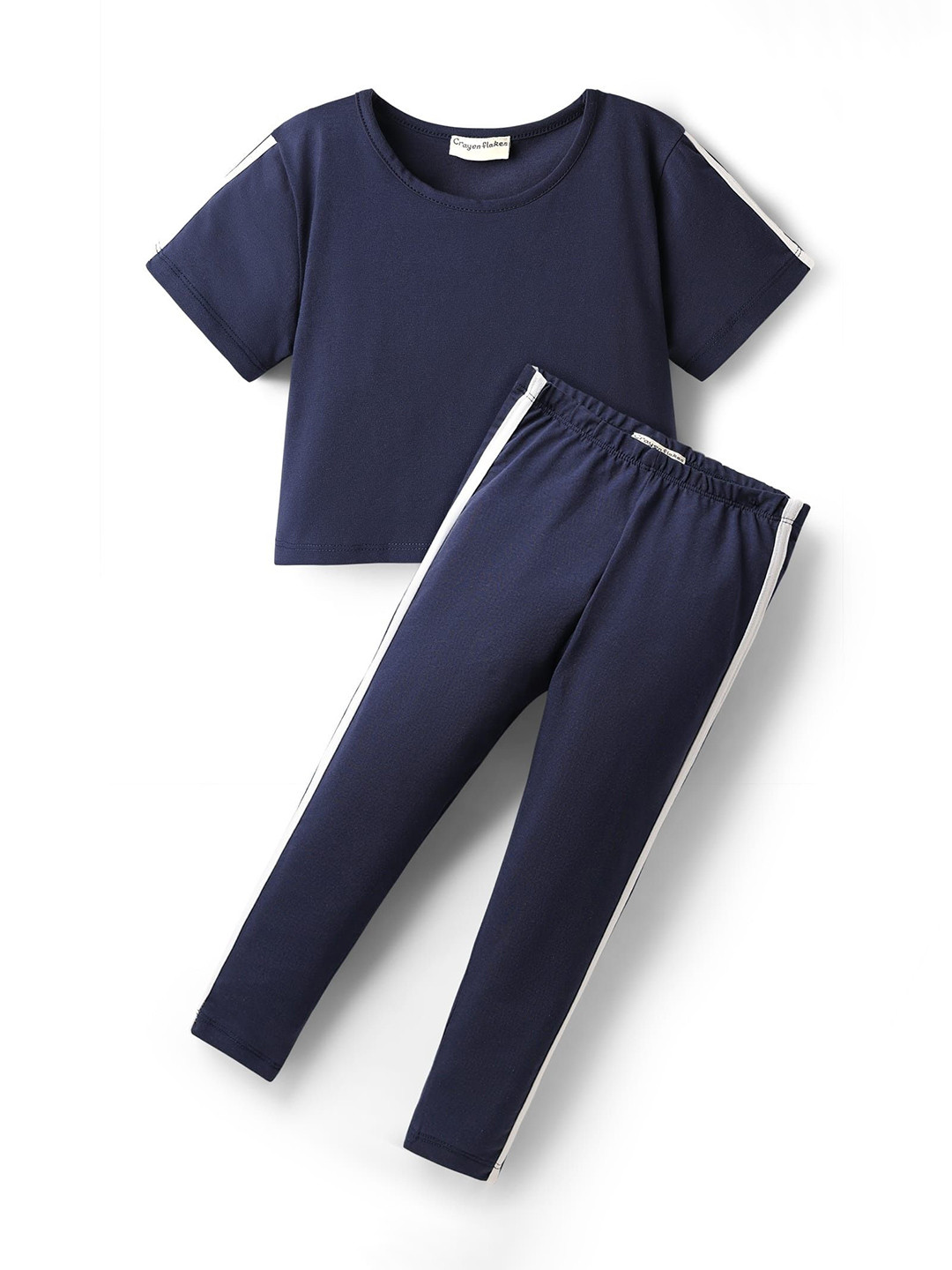 CrayonFlakes Girls Short Sleeves Pure Cotton T-shirt With Leggings