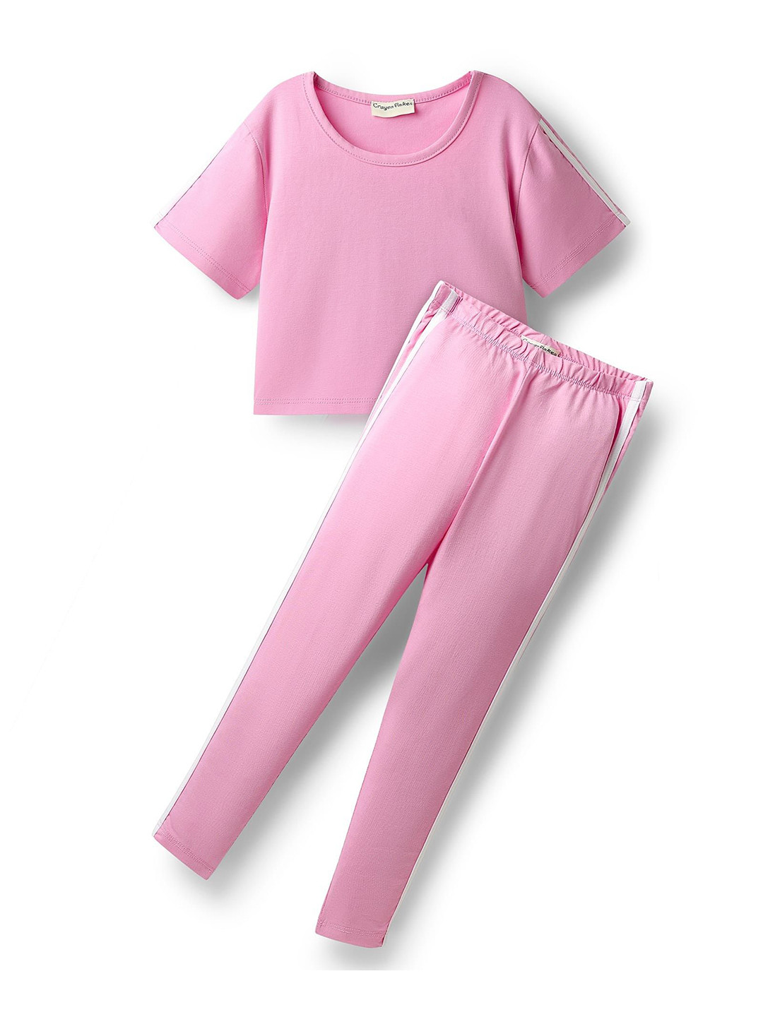 CrayonFlakes Girls Short Sleeves Pure Cotton T-shirt With Leggings