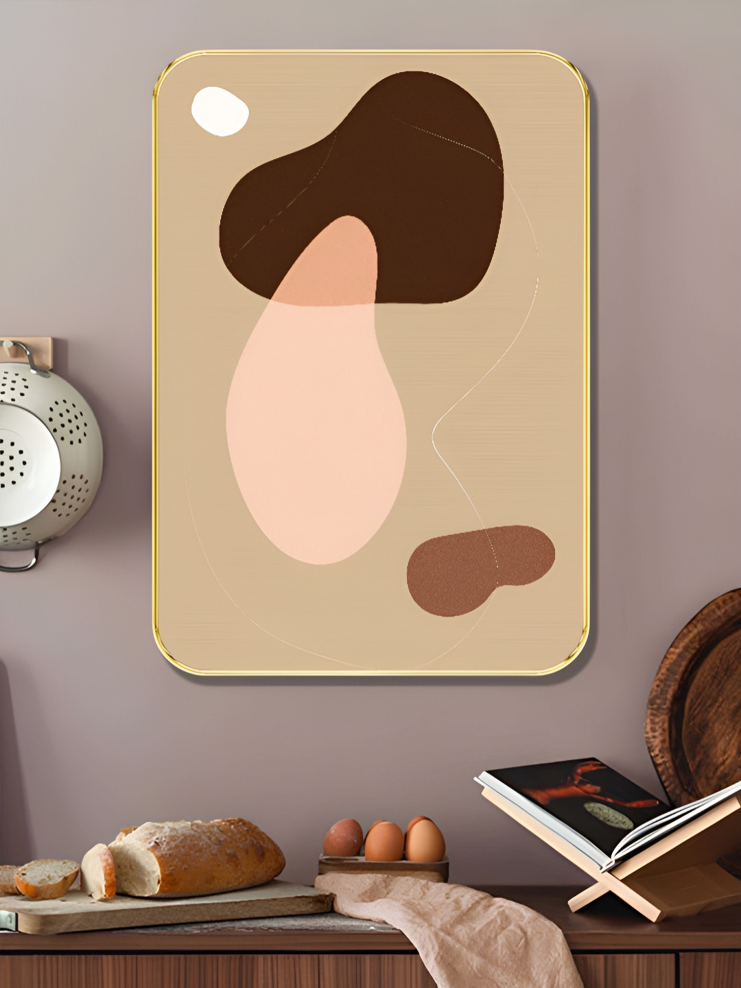 Myntra Elegant Homes Brown & Pink Wooden Modern Abstract Wall Art