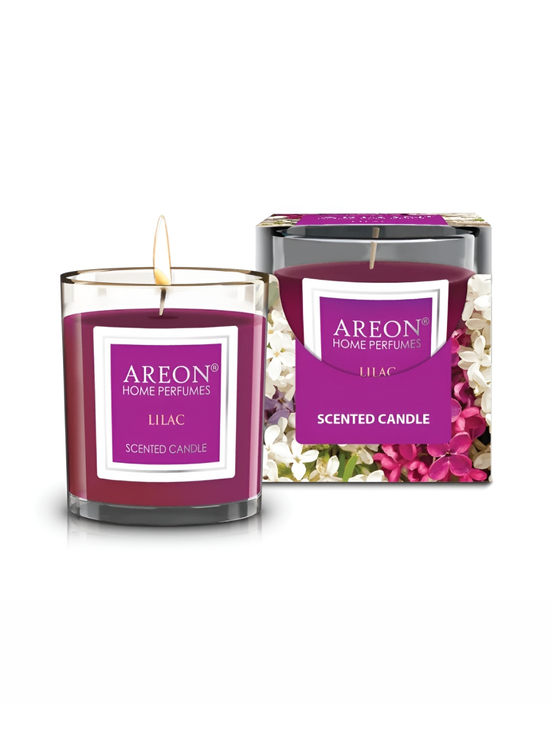 AREON Scented 1 Wick Lilac Solid Geometric Regular Jar Candles