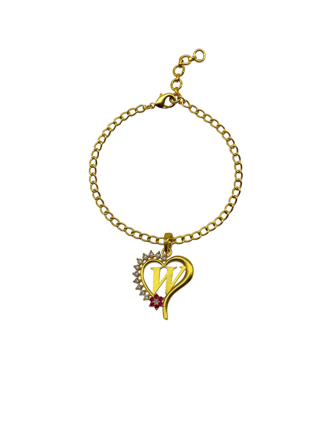 Digital Dress Room Artificial Stones Studded W Letter Heart Pendant Wraparound Rakhi