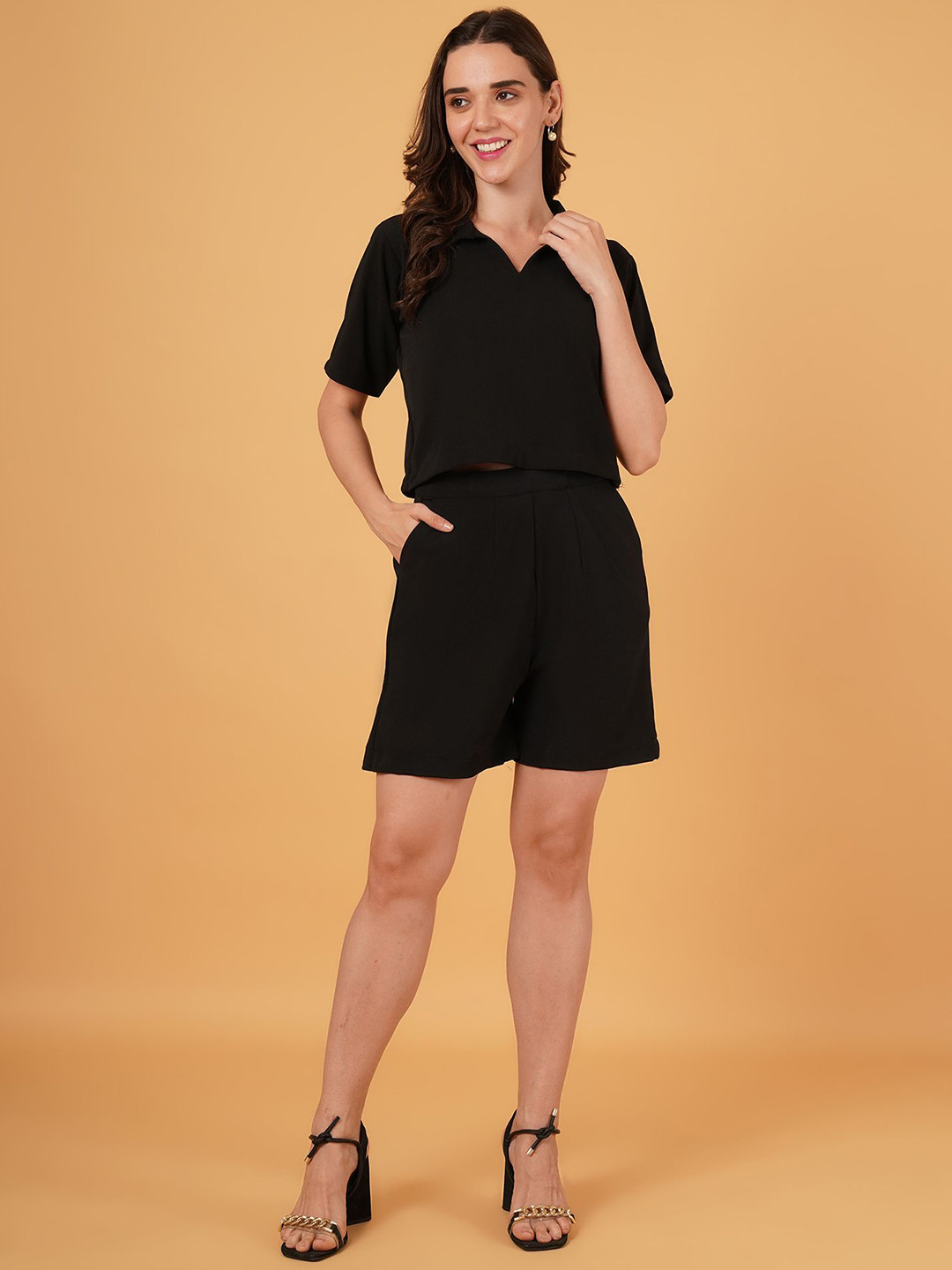 Magnetism Shirt Collar Neck Shirt With Shorts Co-Ords