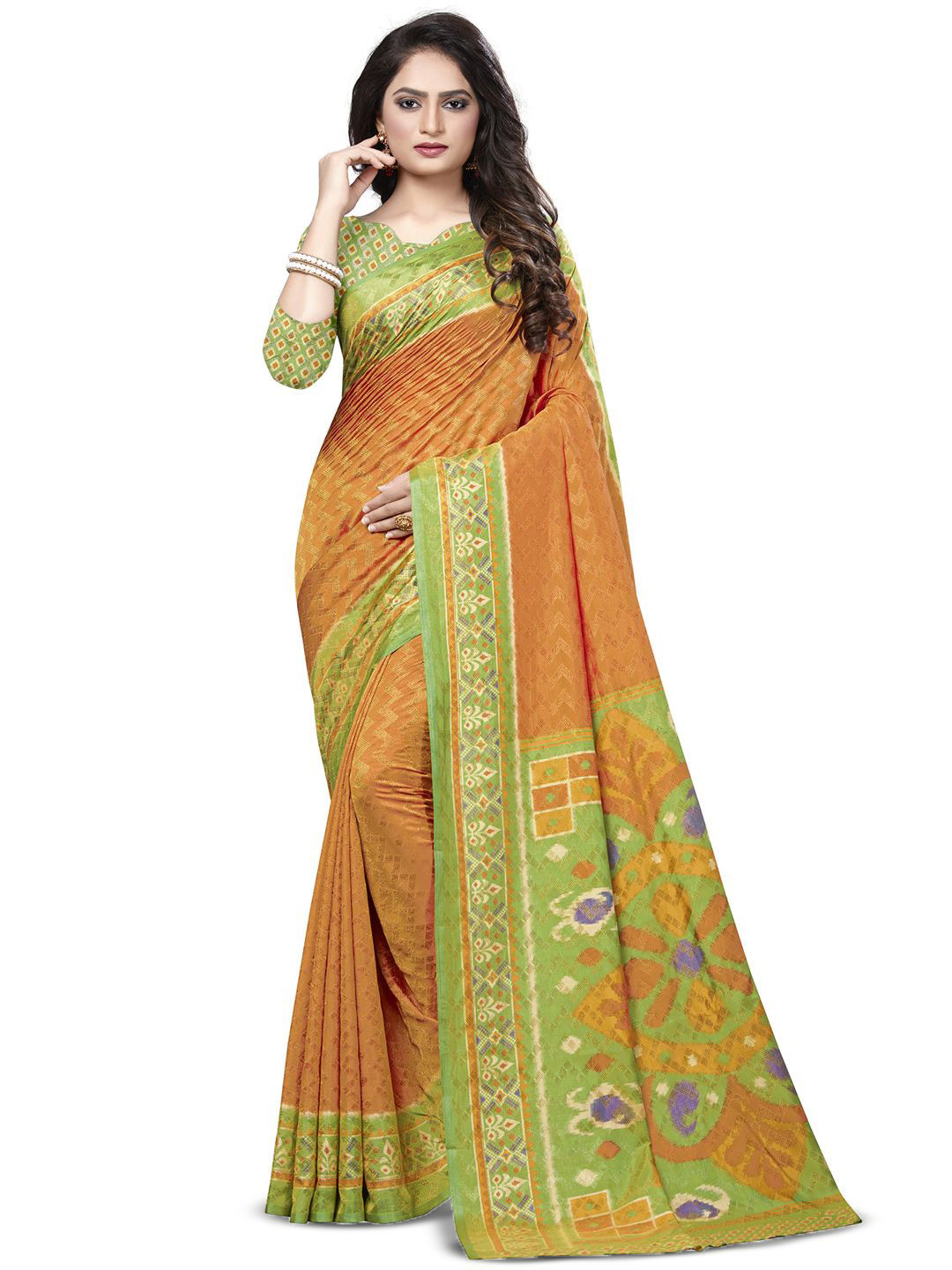 KALINI Striped Satin Border Saree