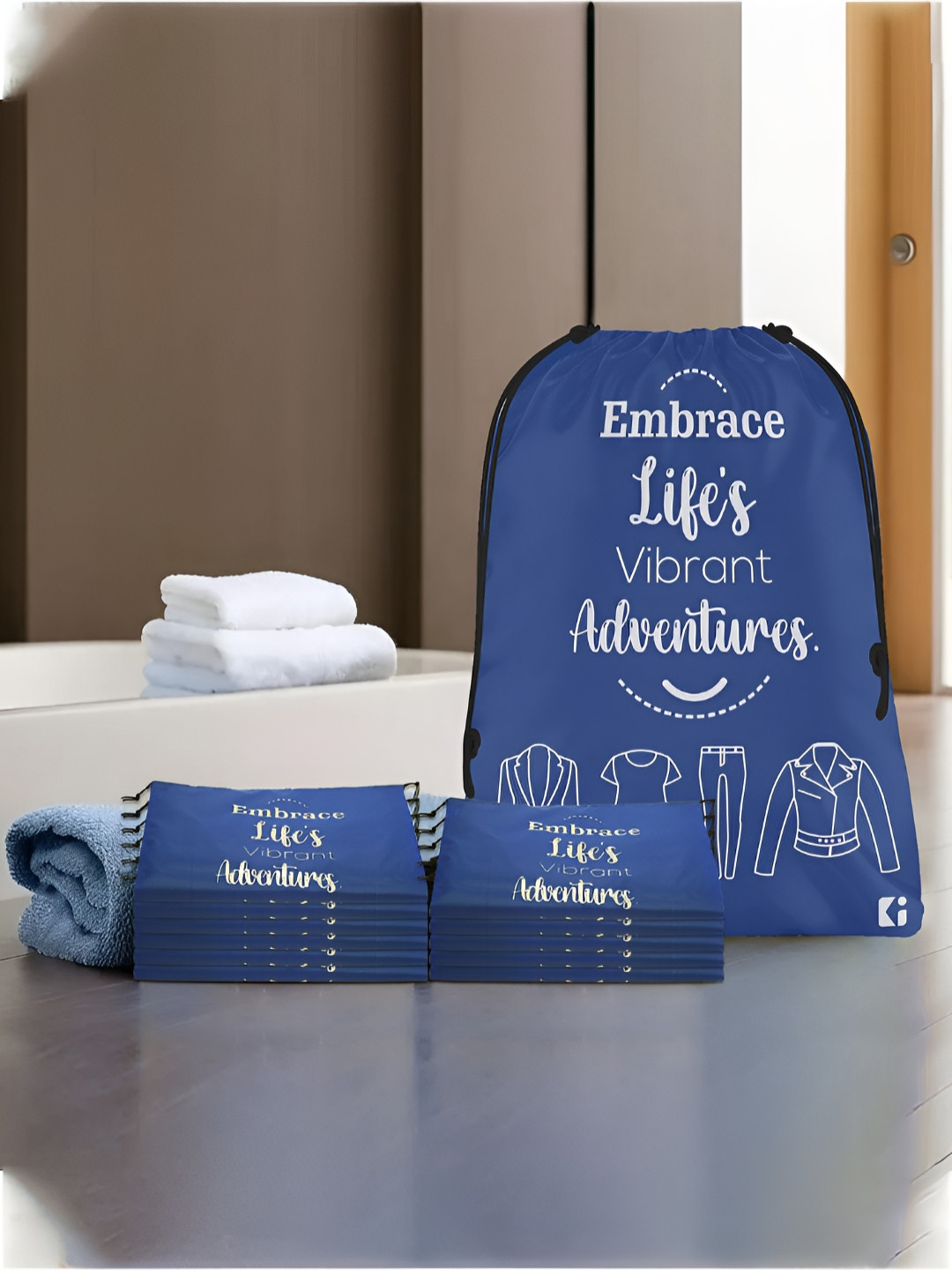 Aura Brown & White 12 Pieces Typography Printed Water Resistant Multi-Utility Organisers