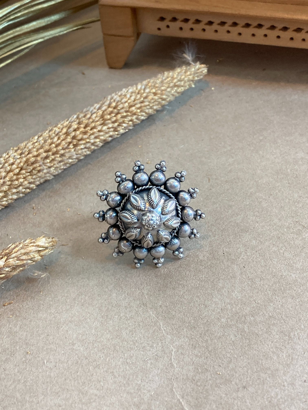 KINGSIN 925 Silver Cocktail Adjustable Finger Ring