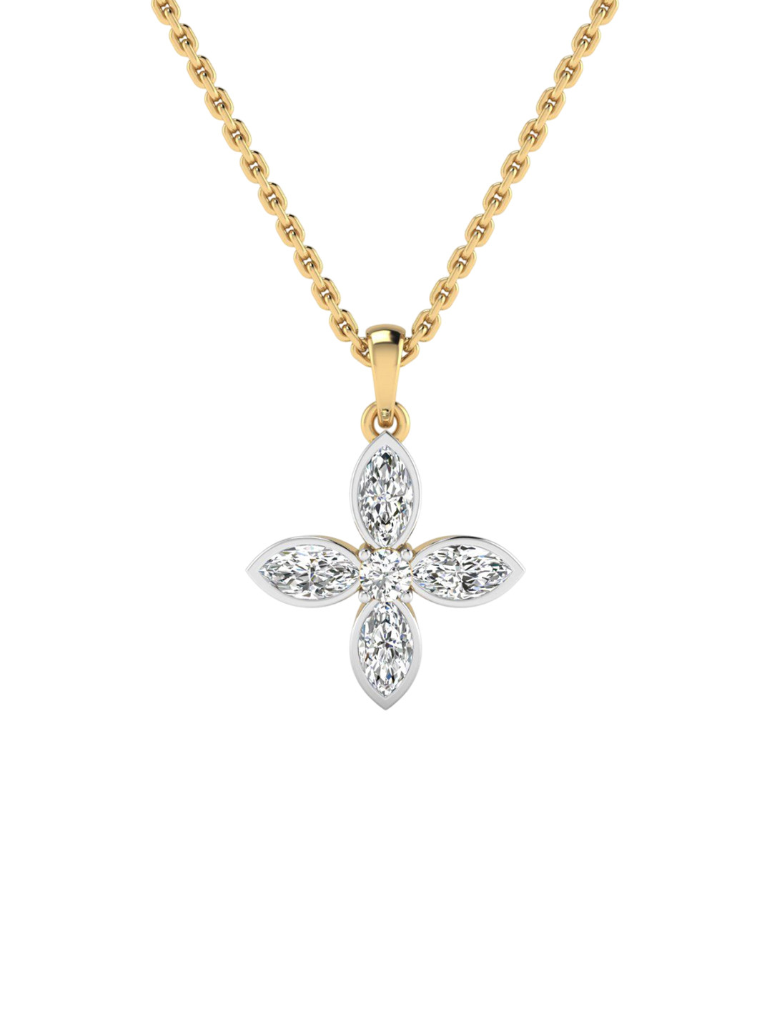 SHINE ETERNAL 18 Kt Yellow Gold Lab Grown Diamond Marquise Splendor Pendant-0.789g