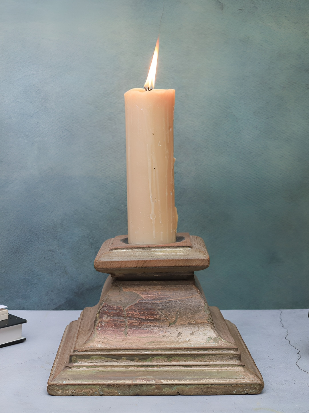 The Advitya Brown Antique Wooden Candle Stand
