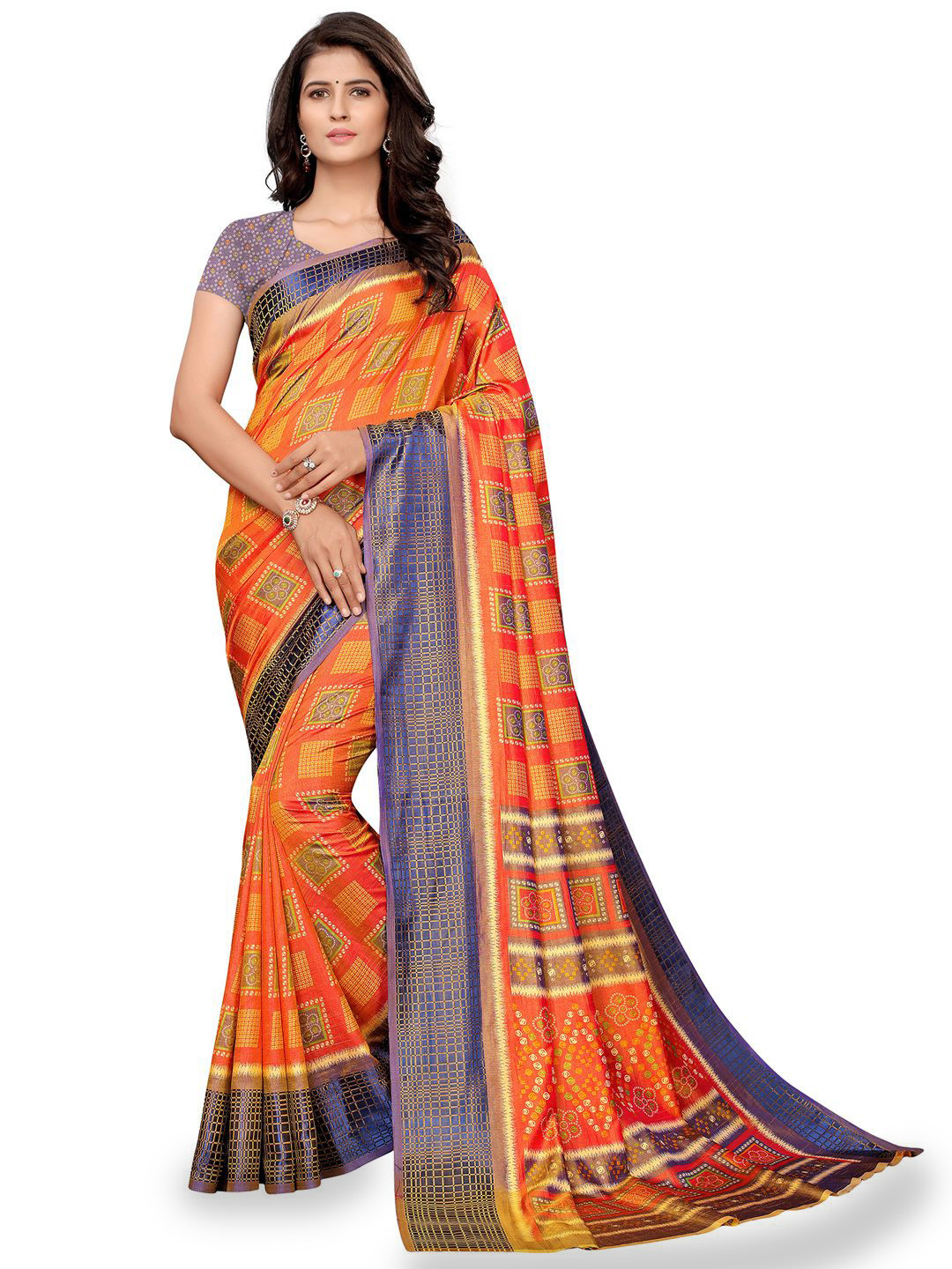 KALINI Geometric Printed Dhakai Silk Saree