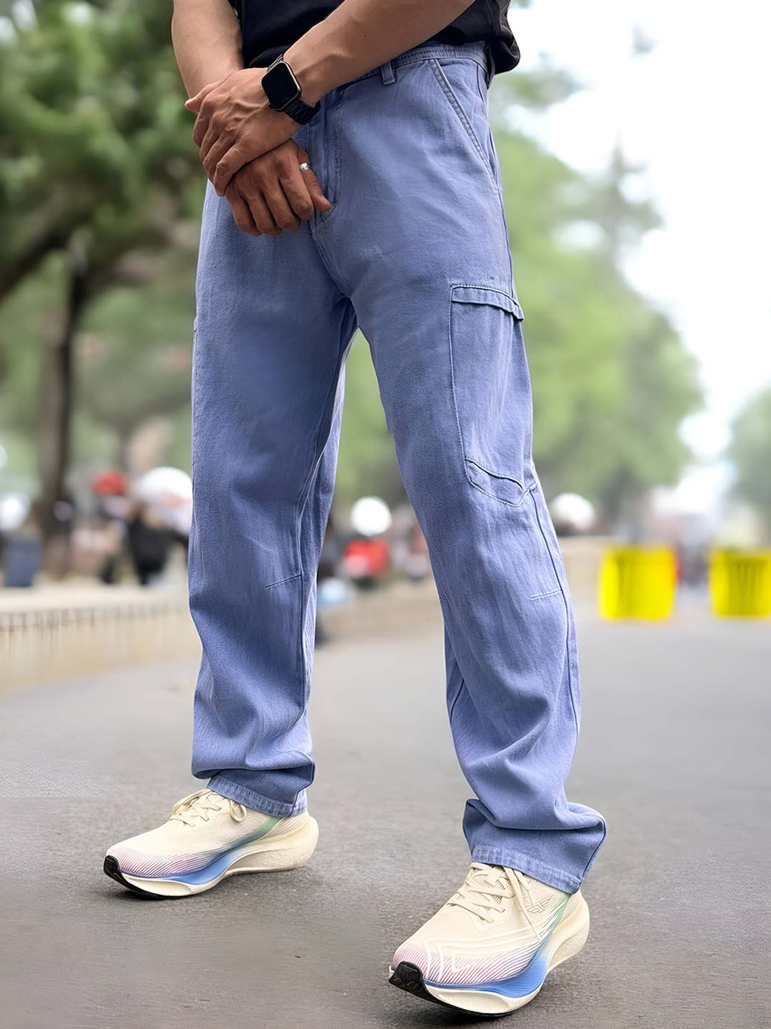 styzon Rio Men Loose Relaxed Fit Mid-Rise Cargo Style Jeans