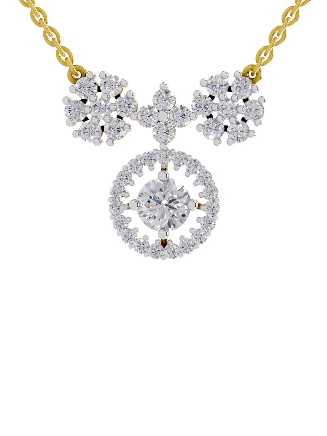 Sparkles 14K Yellow Gold Lab Grown Diamond 1.5 Carat Round Shape Diamond Necklace