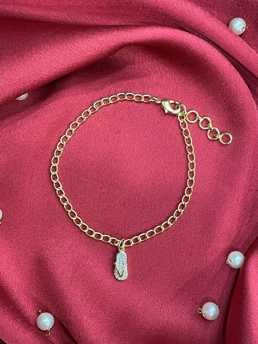 Digital Dress Room American diamond Studded Slippers Pendant Bracelet Lumba Rakhi