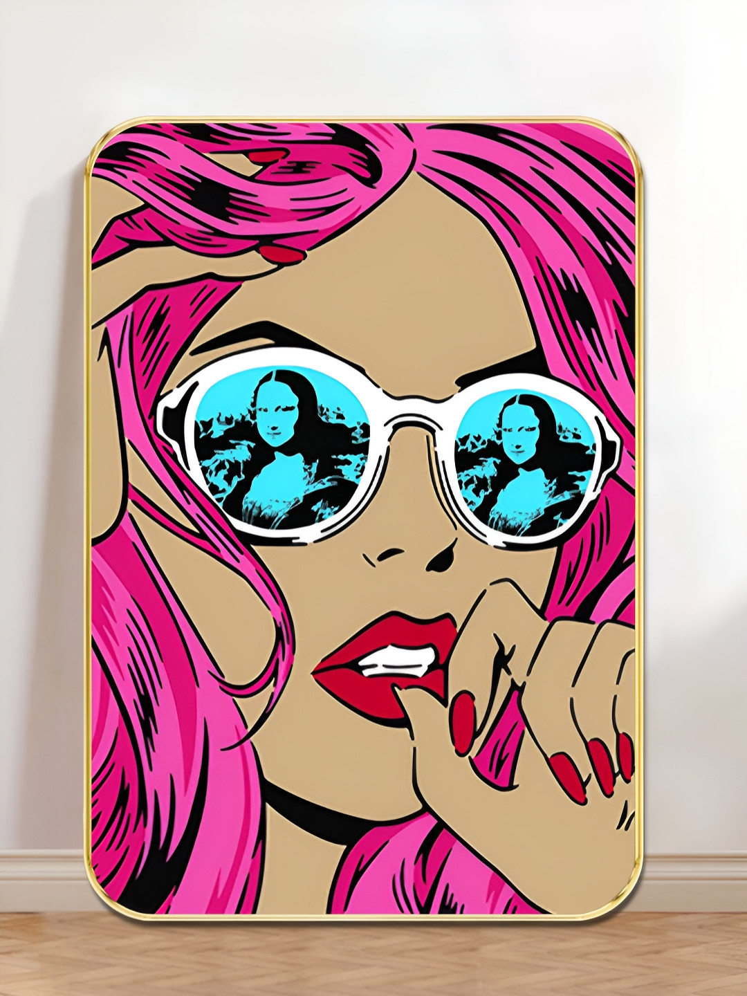 Myntra Elegant Homes Pink & Brown Pop Girl Wooden Painting Wall Art