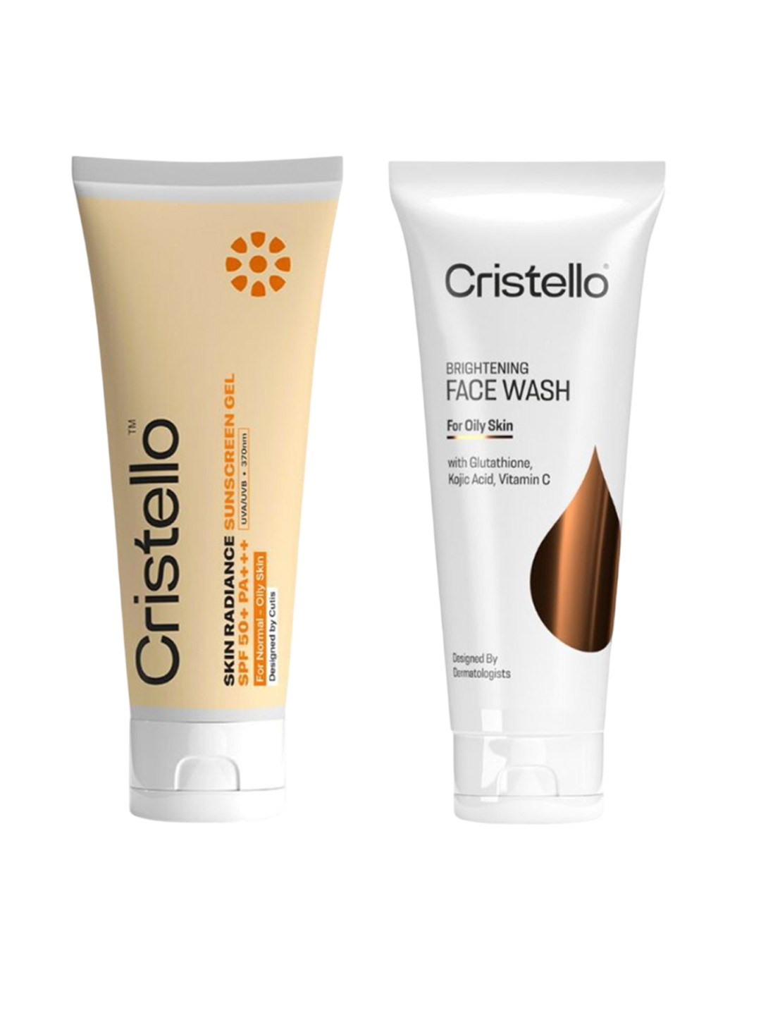 Cristello Set Of 2 Brightening Face Wash & SPF50 PA+++ Sunscreen Gel - 60 g Each