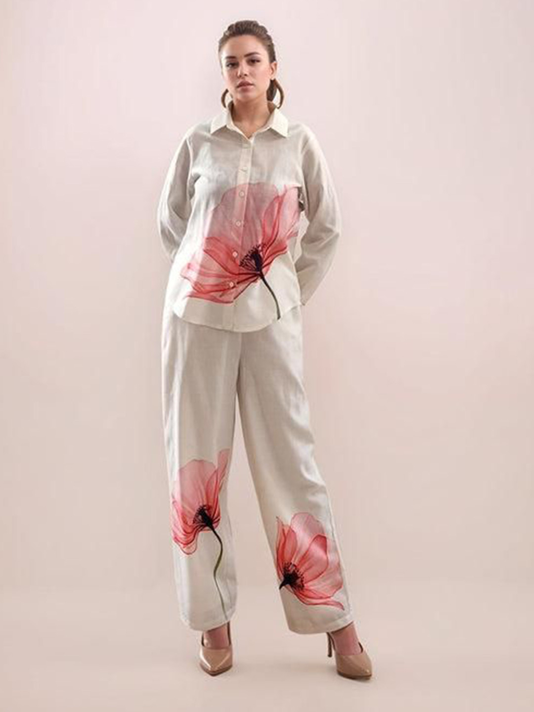 Zink London Multi Colored Tropical Print Long Sleeves Top