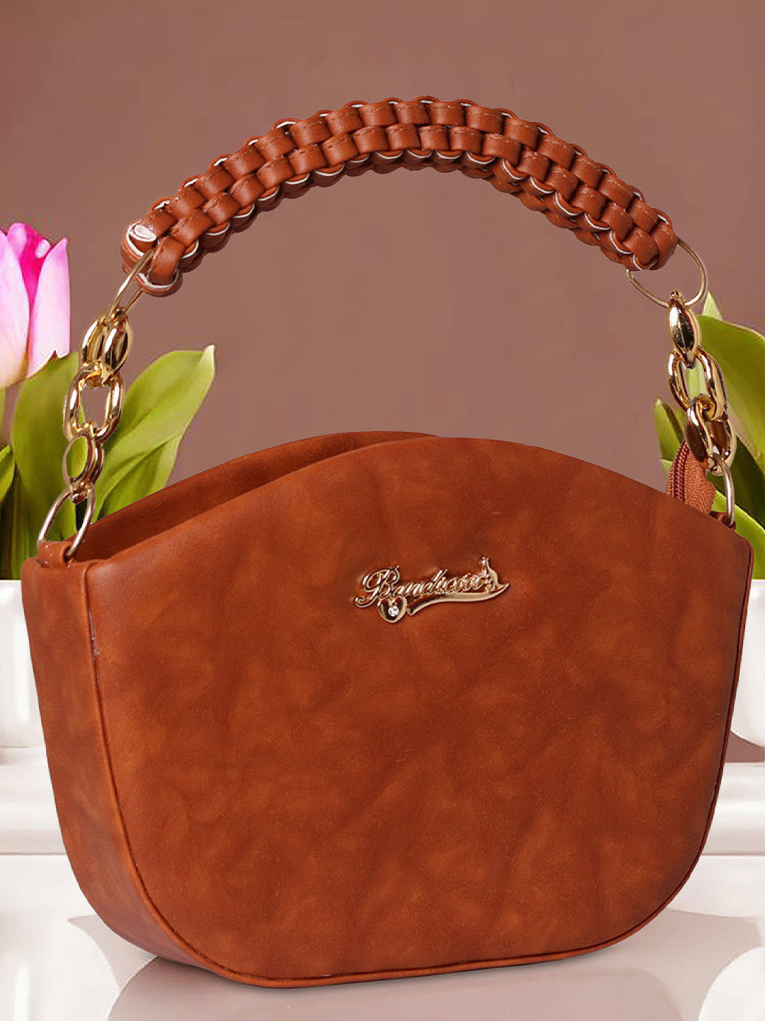 BANDICOOT Brand Logo Printed Structured Sling Bag with Tasselled