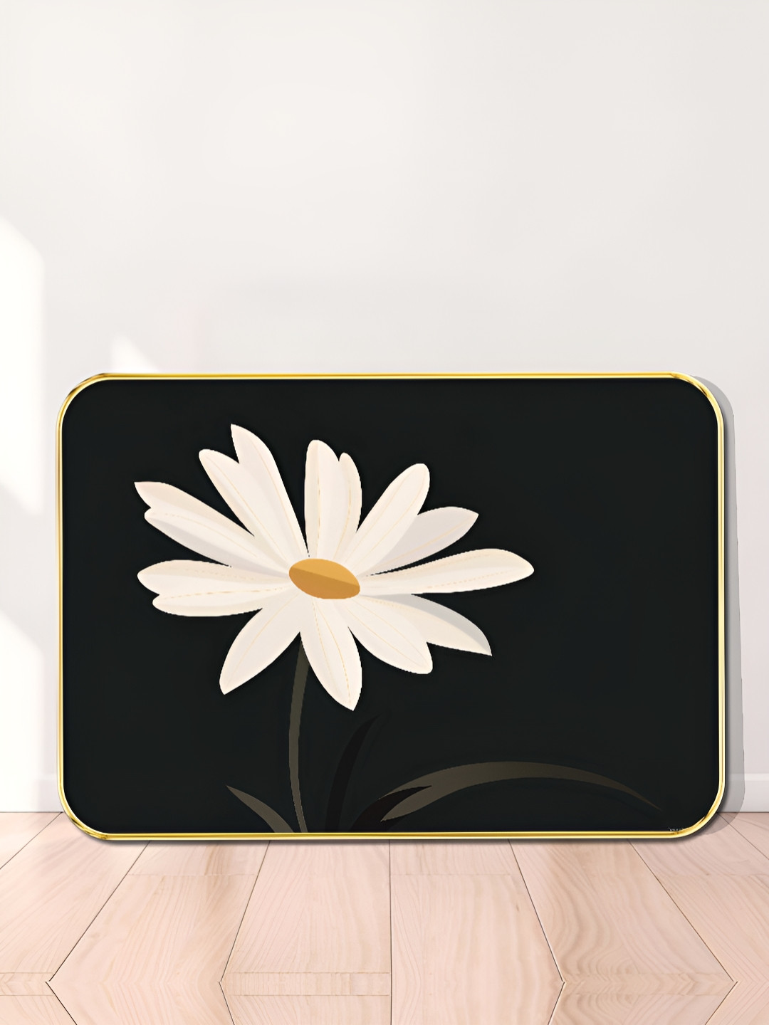 Myntra Elegant Homes Black & Off White Floral and Botanical Wooden Painting Wall Art
