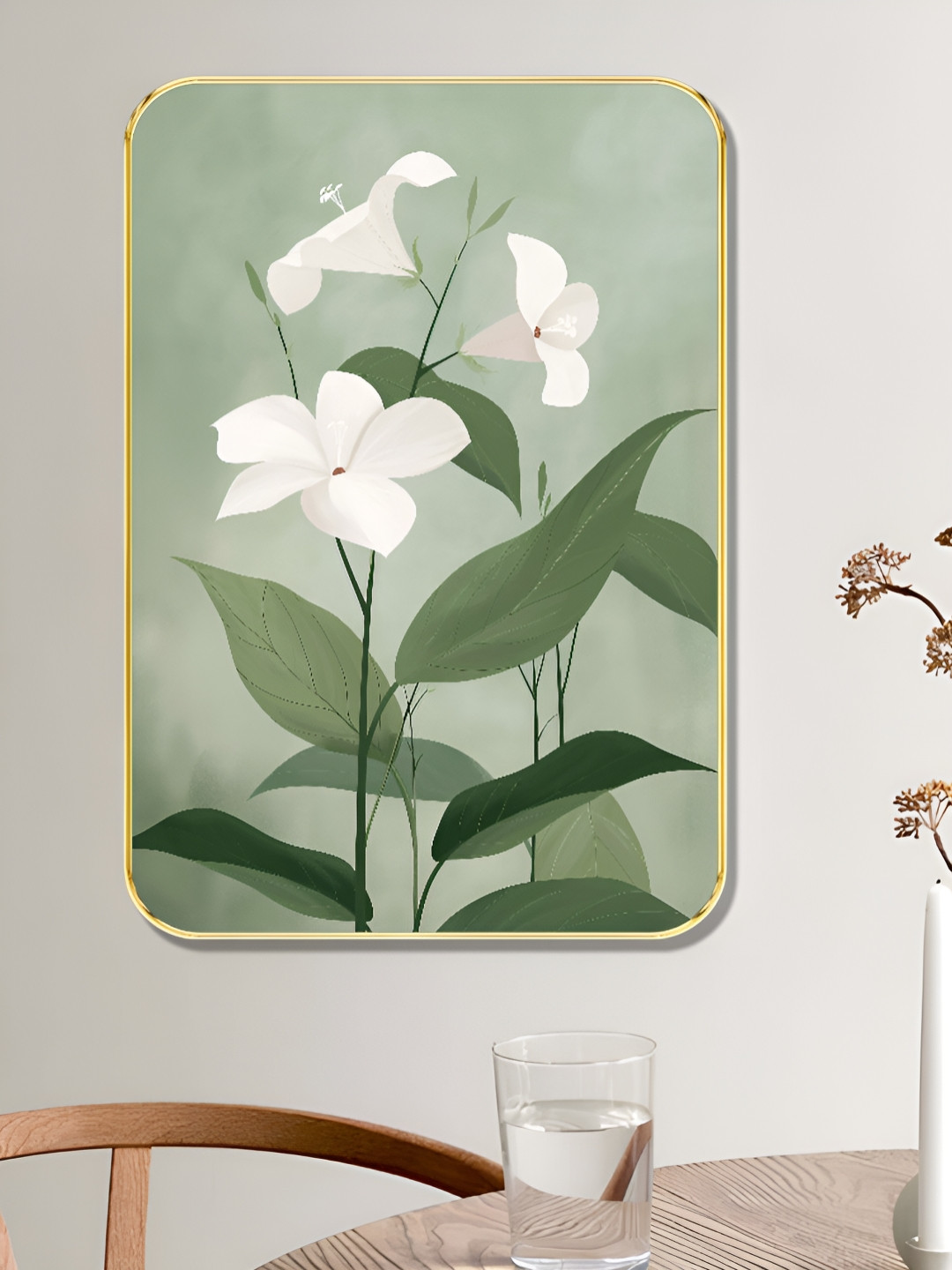 Myntra Elegant Homes Green & White Wooden Floral and Botanical Wall Art