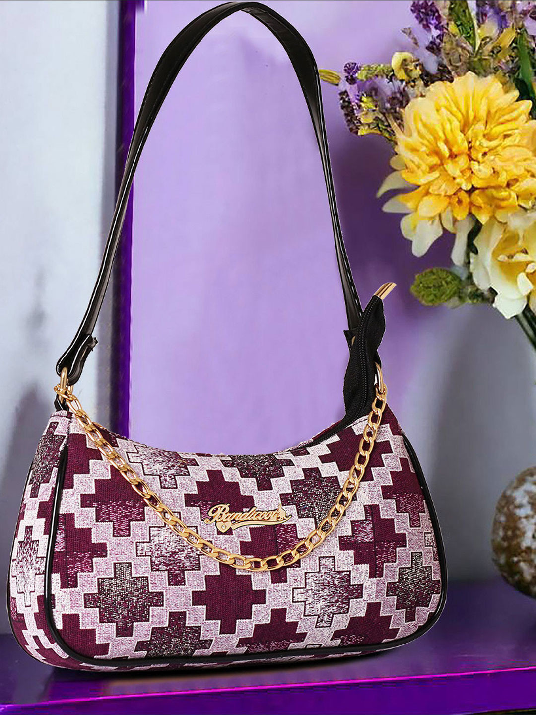 BANDICOOT Women Geometric Baguette Shoulder Bag