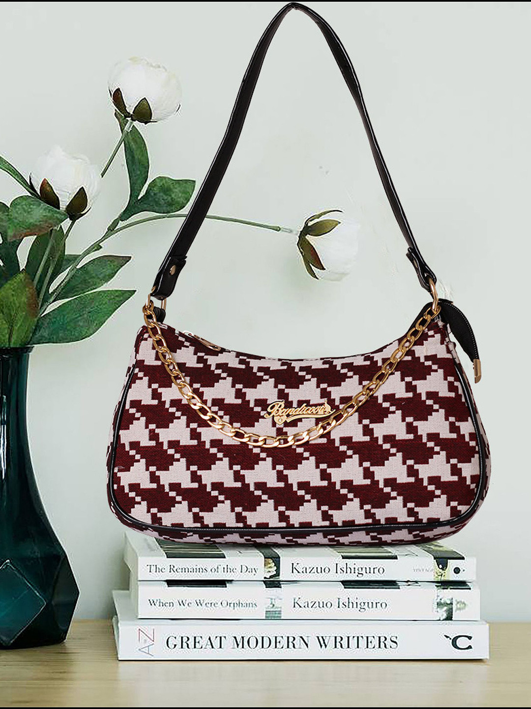 BANDICOOT Brand Logo Printed Structured Sling Bag with Tasselled