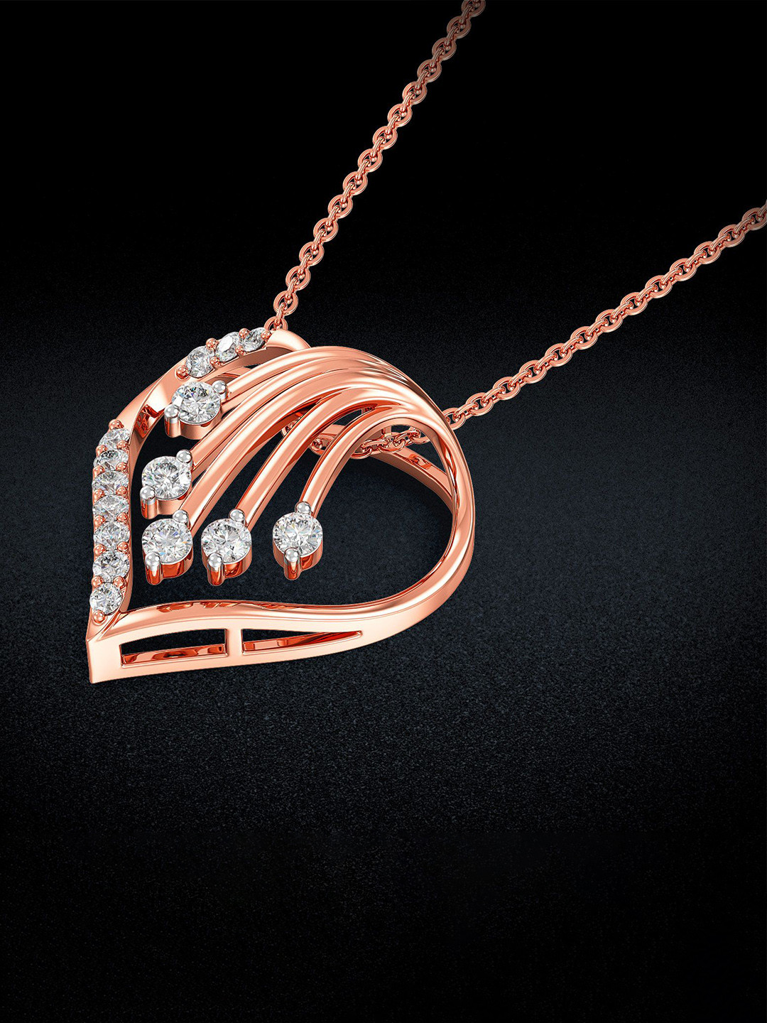 Joyalukkas Elegant Heart Cascade Diamond Pendant