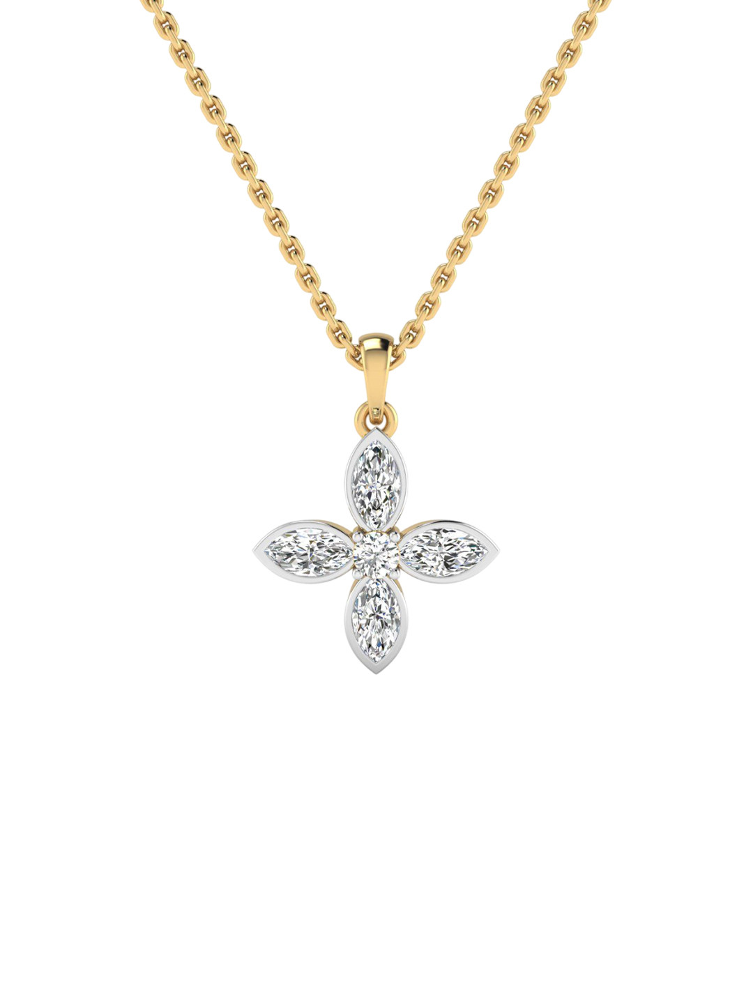 SHINE ETERNAL 18 Kt Rose Gold Lab Grown Diamond Marquise Splendor Pendant-0.789g