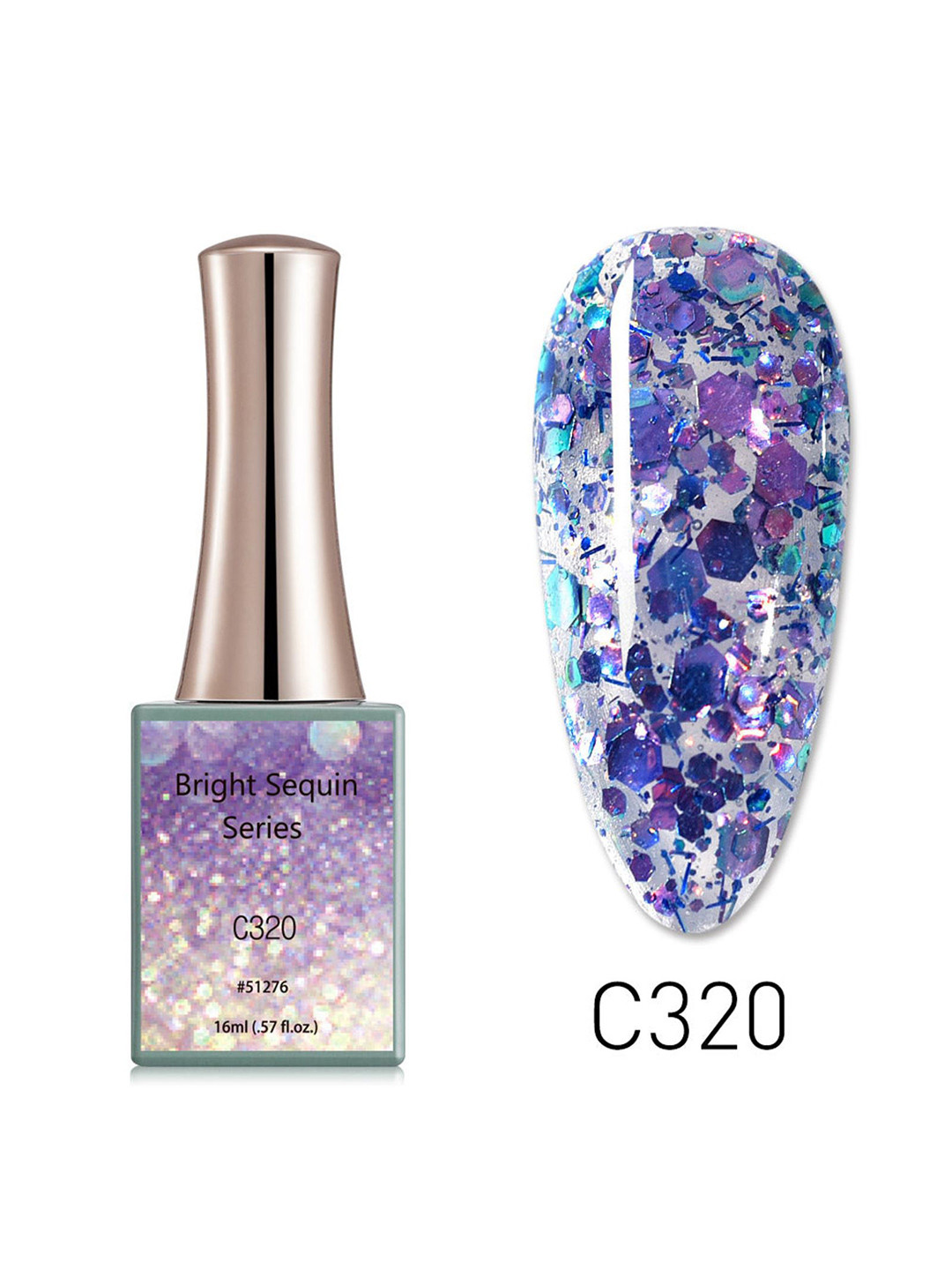 BELLE GAGA Bright Sequin Series UV LED Gel Nail Polish - 16 ml - C320
