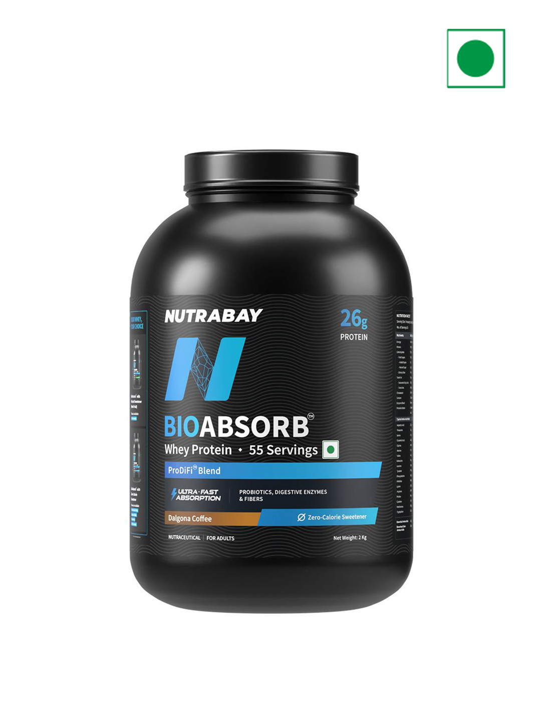 Nutrabay BioAbsorb Whey Protein - 2 Kg - Dalgona Coffee Flavor
