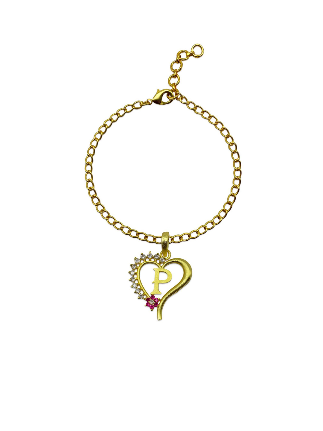 Digital Dress Room P Letter Heart Artificial Stones Studded Wraparound Bracelet Rakhi