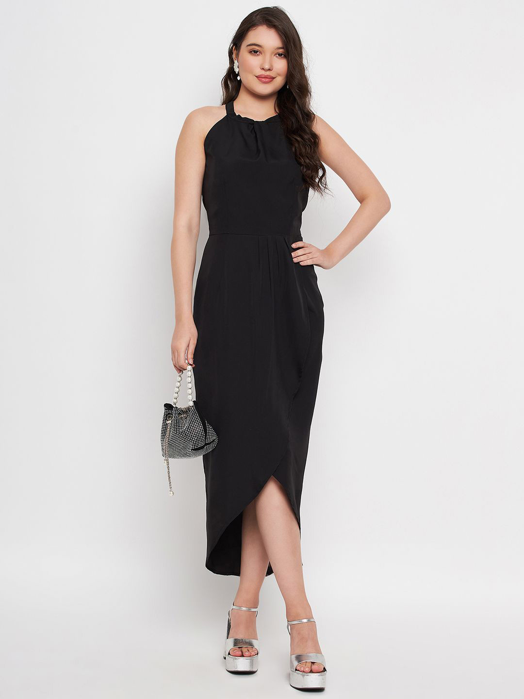 Color Cocktail Women Slit Fit & Flare Midi Dress