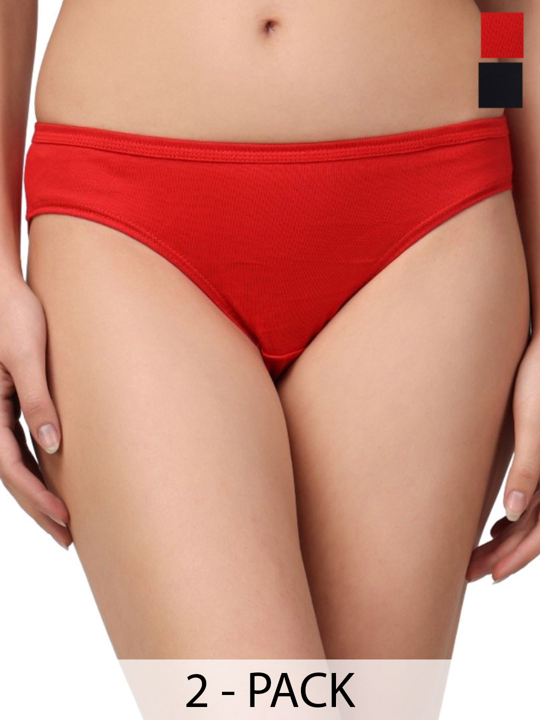 Moda Rapido Pack Of 2 Mid-RiseHipsterBriefs MR-1005 Panty Red-Black