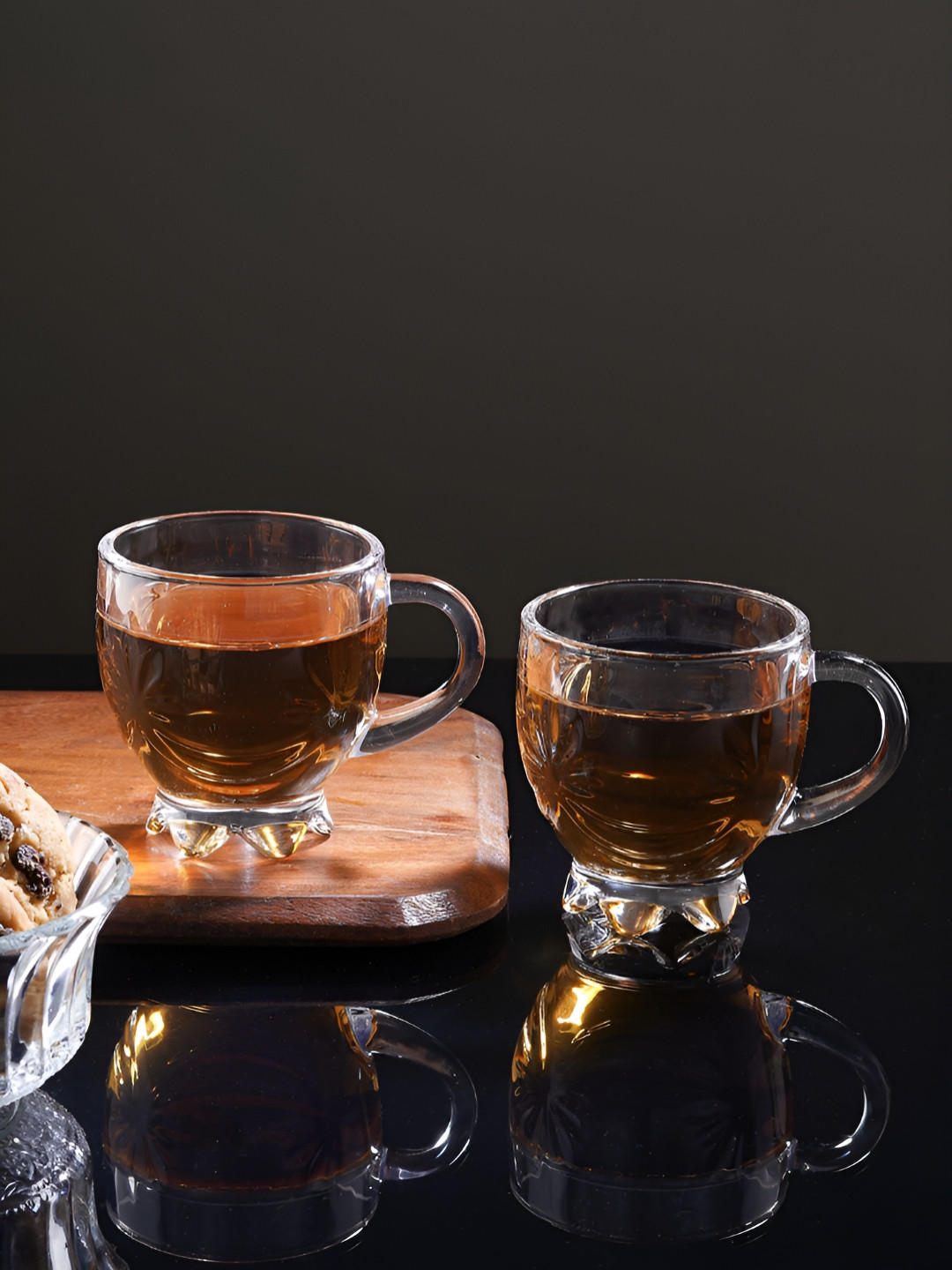 Aura Set of 6 Glass Floral Designed Tea Cups