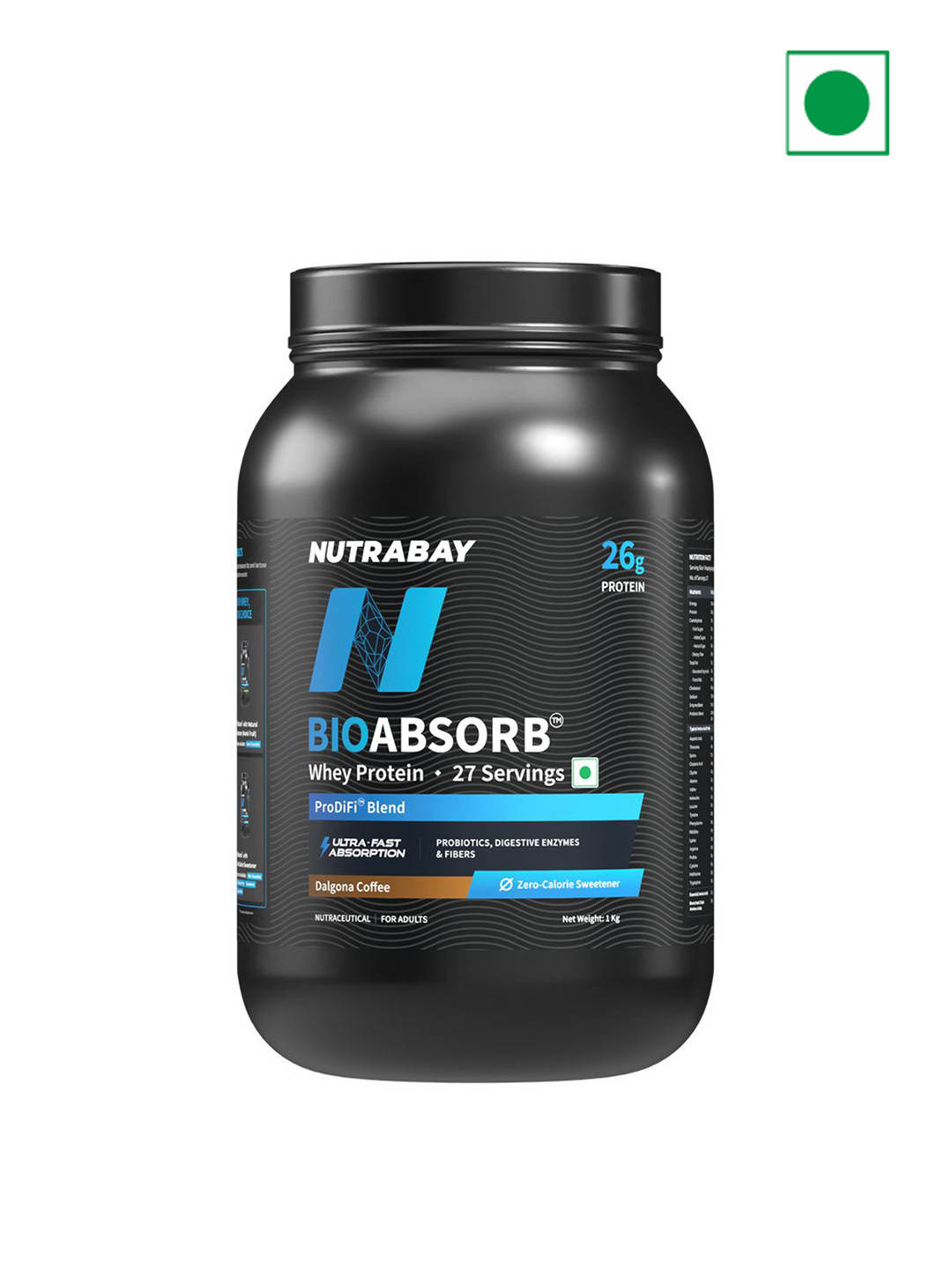 Nutrabay BioAbsorb Whey Protein - 1 Kg - Dalgona Coffee