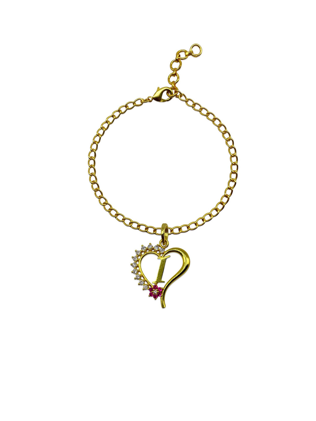 Digital Dress Room Artificial Stones Studded I Letter Heart Pendant Wraparound Rakhi
