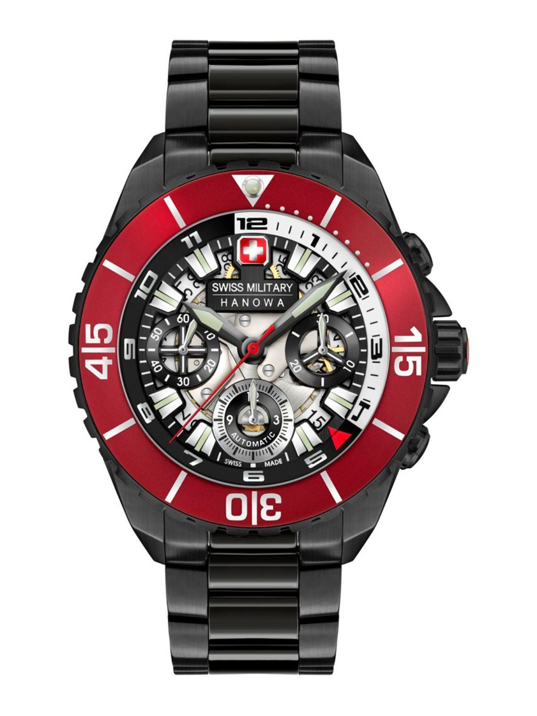 SWISS MILITARY HANOWA Men Printed Dial &Stainless Steel Strap Chronograph Swiss Made Watch