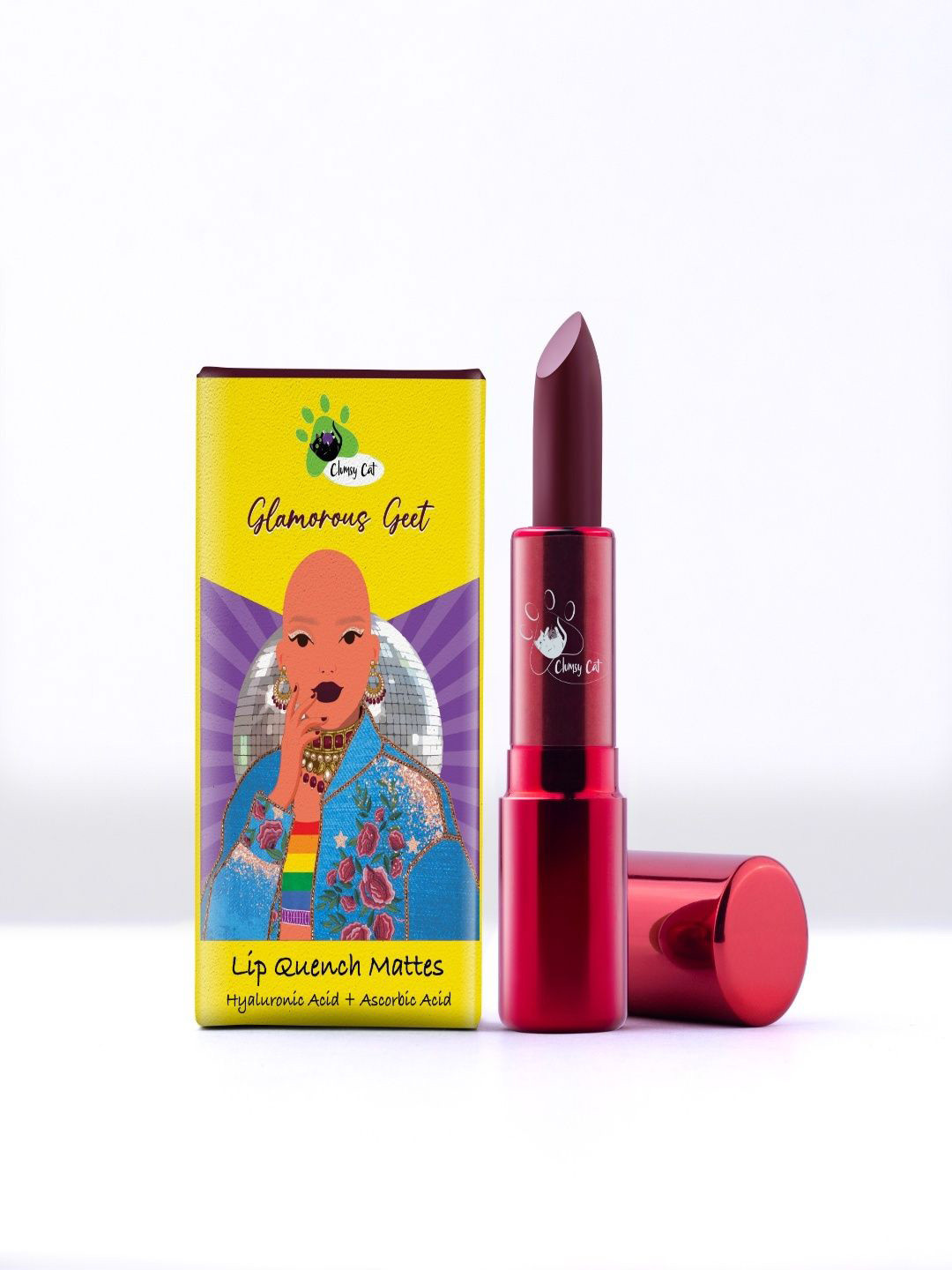 Clumsy Cat Creamy Matte Lipstick With Hyaluronic Acid - 4g - Glamourous Geet