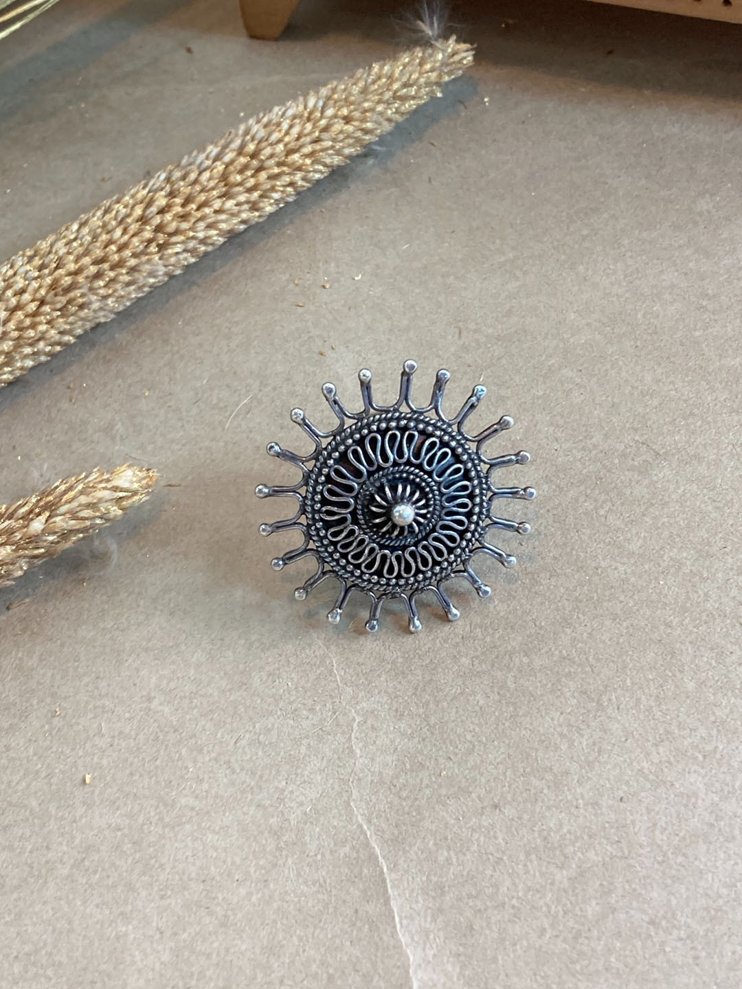 KINGSIN 925 Sterling Silver Antique Kumbhkarna Adjustable Statement Finger Ring