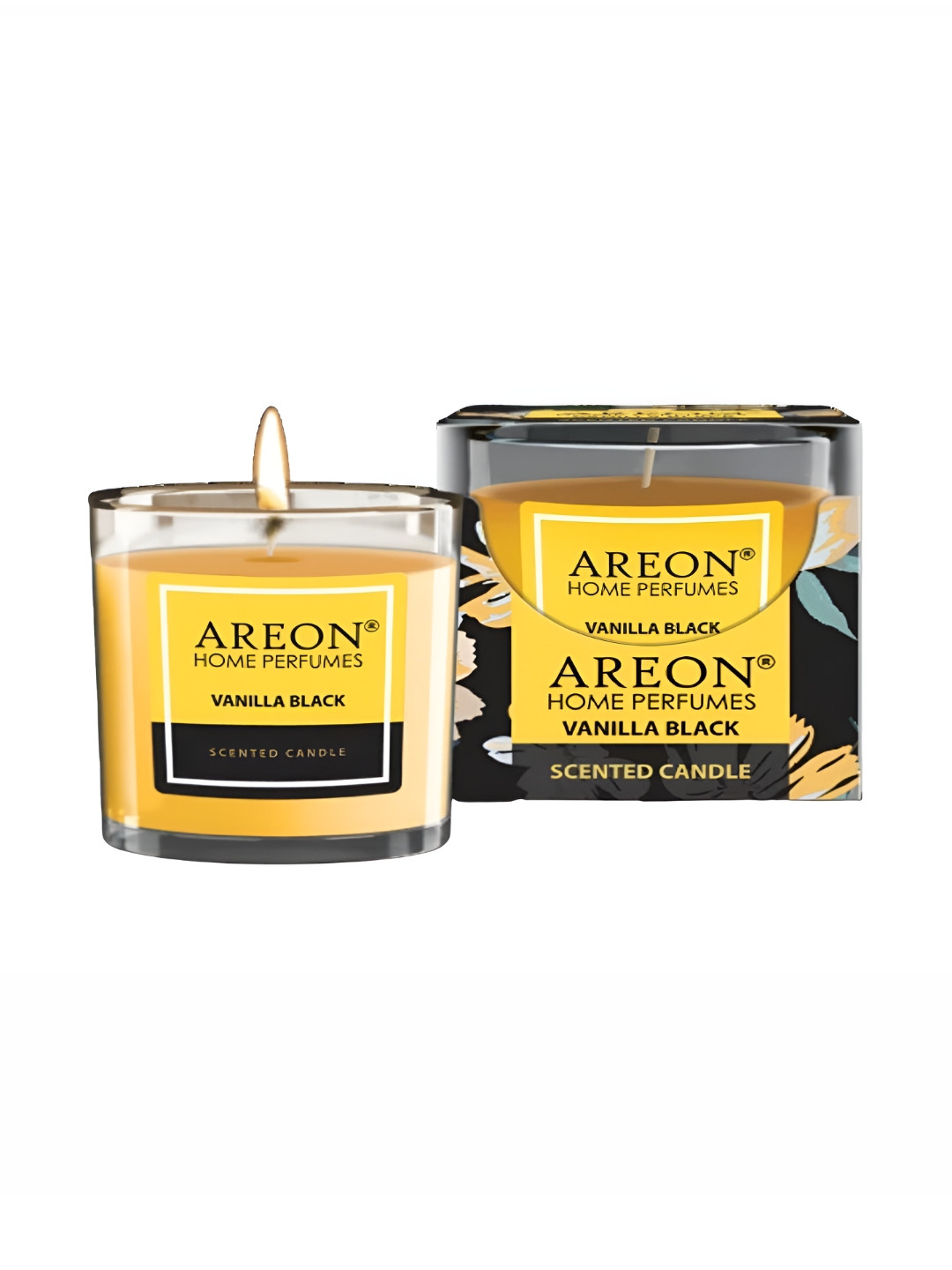 AREON Scented 1 Wick Vanilla Black Solid Geometric Regular Jar Candles