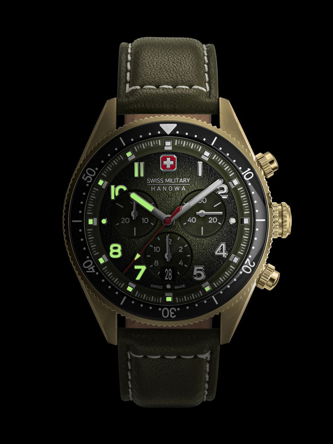 SWISS MILITARY HANOWA Men Leather Strap Analogue Chronograph Swiss Made Watch SMWGC0003850