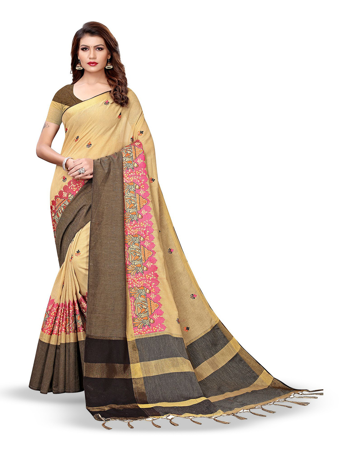 KALINI Floral Ethnic Embroidered Festive Wear Saree