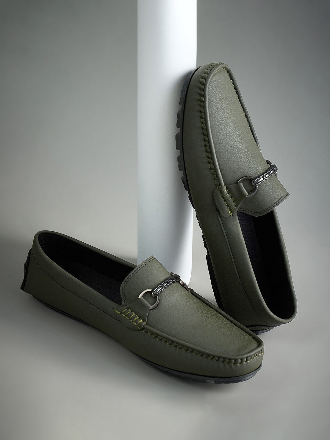 Duke Men Elite Walk Textured Square Toe Slip-On Driving Shoes