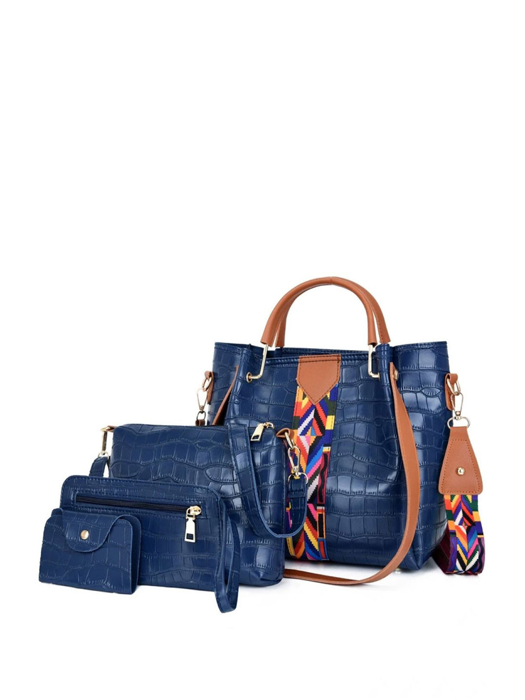 StyleCast Set Of 4 Structured Textured Printed Shoulder Bag