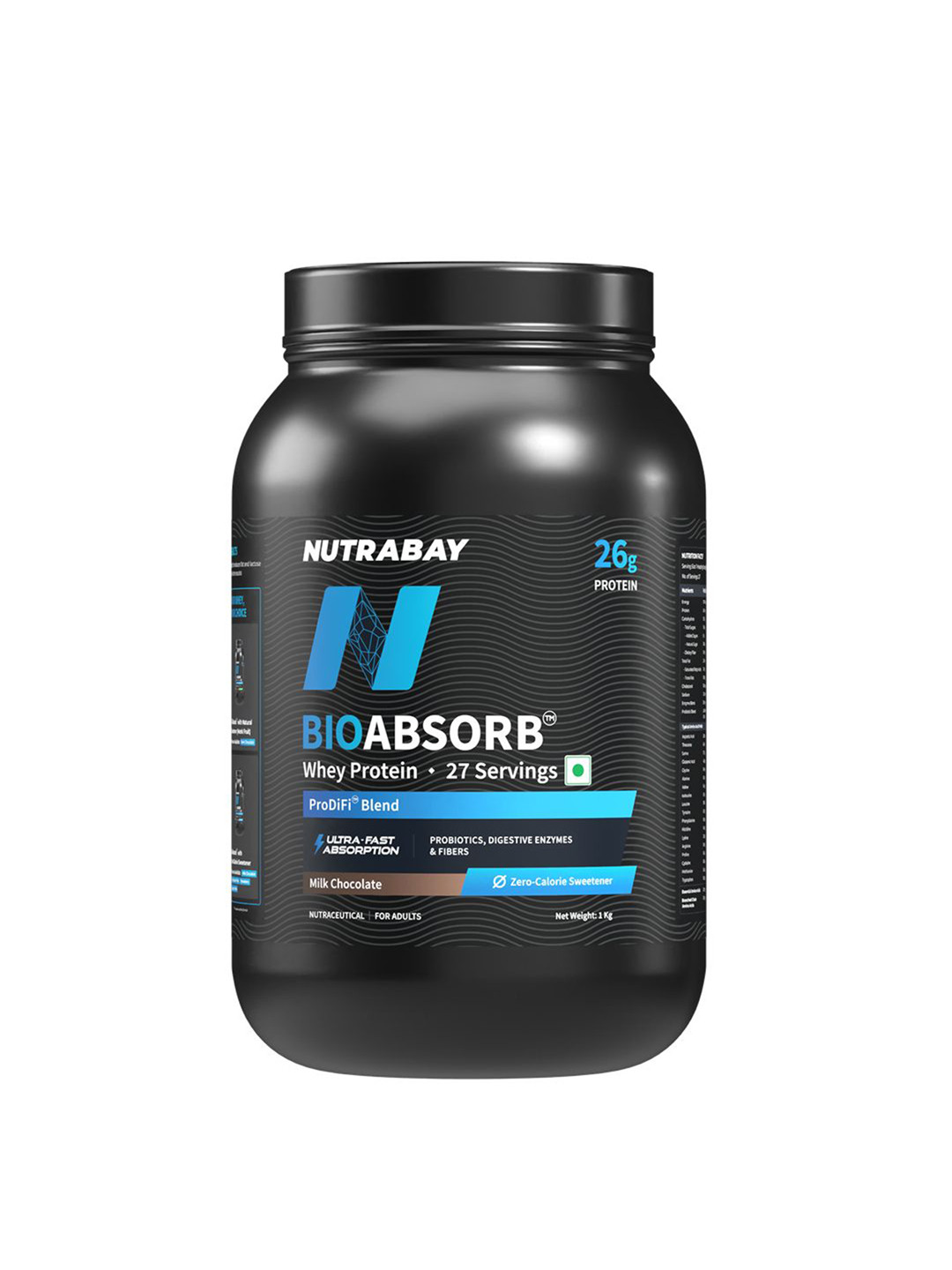 Nutrabay BioAbsorb Whey Protein - 1 Kg - Milk Chocolate Flavor