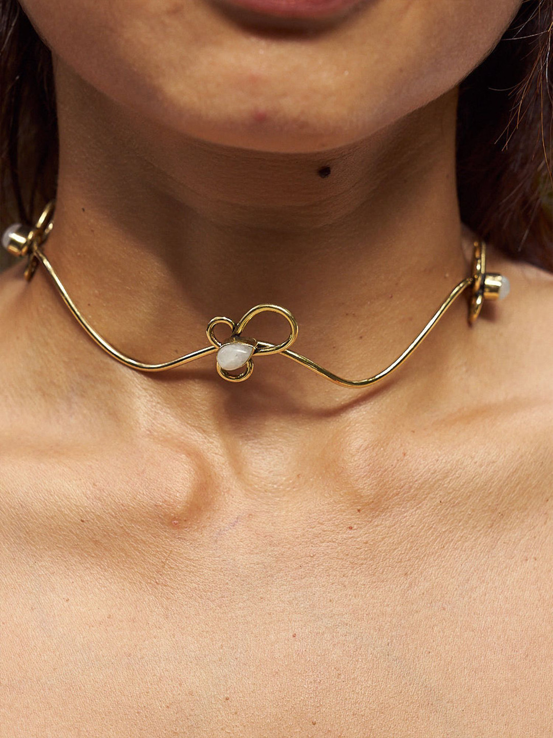 Soul Works Gold-Plated Moonstone Hair Band Cum Necklace