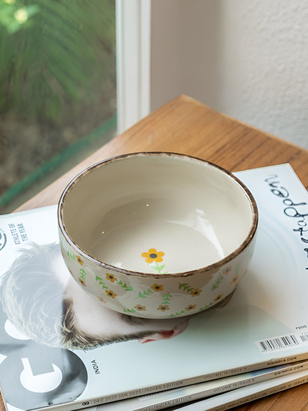 Claymistry White & Yellow Ceramic Dishwasher and Microwave Safe Serving Bowl 500ml