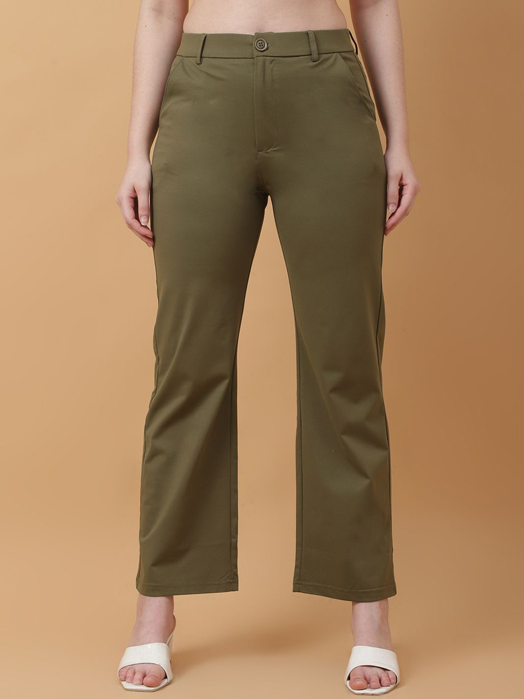 God's Club Women Straight Fit High-Rise Cotton Bootcut Trouser