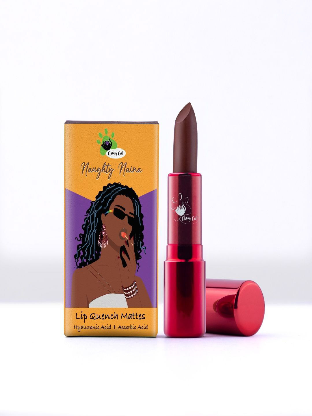 Clumsy Cat Creamy Matte Lipstick With Hyaluronic Acid - 4g - Naughty Naina