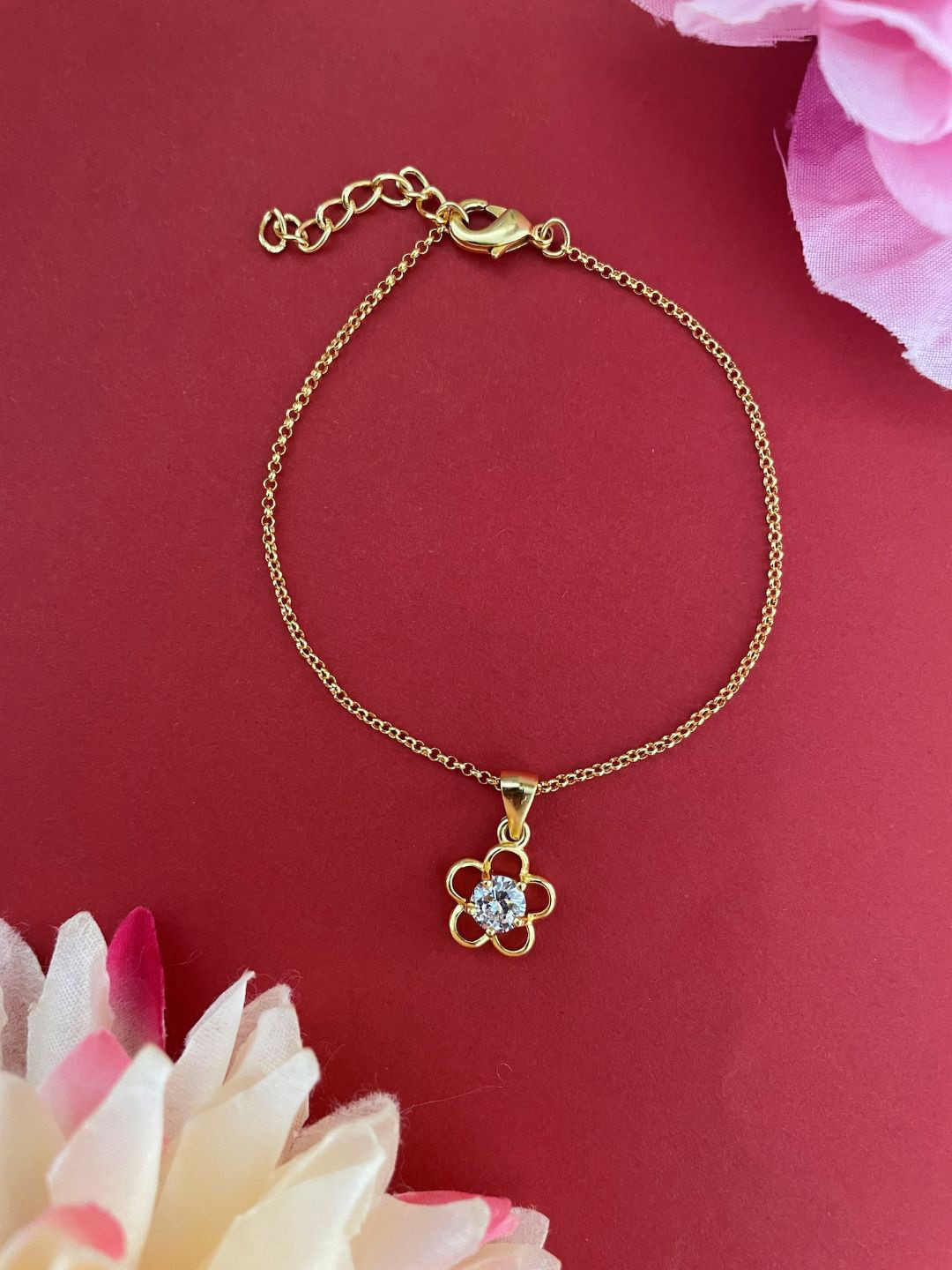 Digital Dress Room AD Studded Flower Wraparound Rakhi