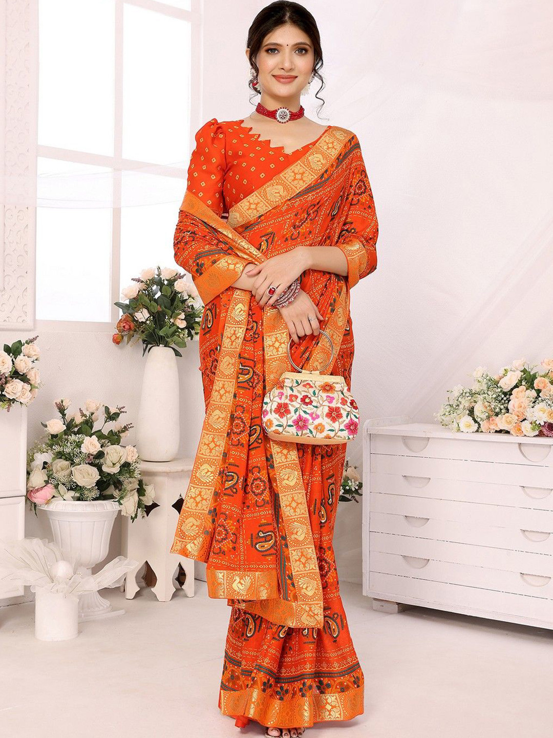 Lookmark Printed Pure Georgette Designer Saree With Blouse Piece